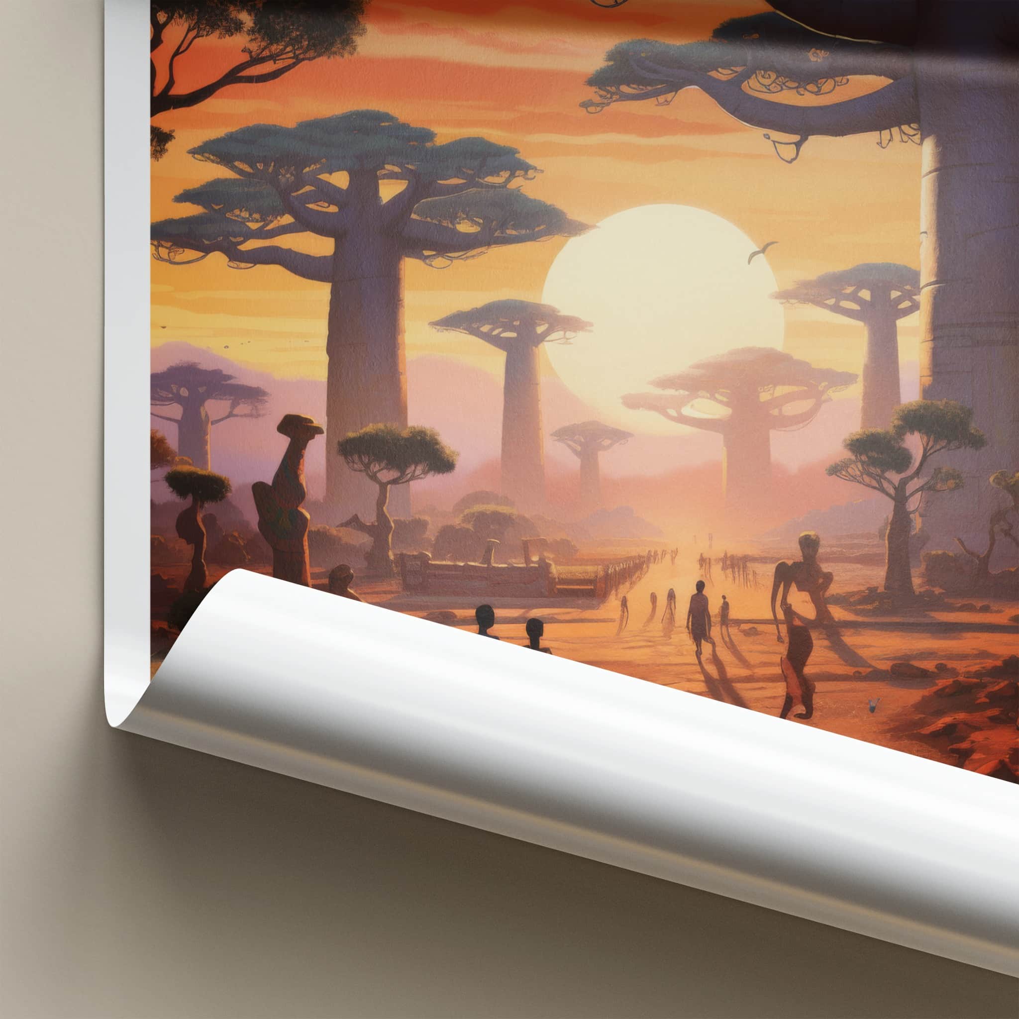 Baobabs Avenue Poster - Madagascar Travel Art - Sunset Baobab Alley Home Decor