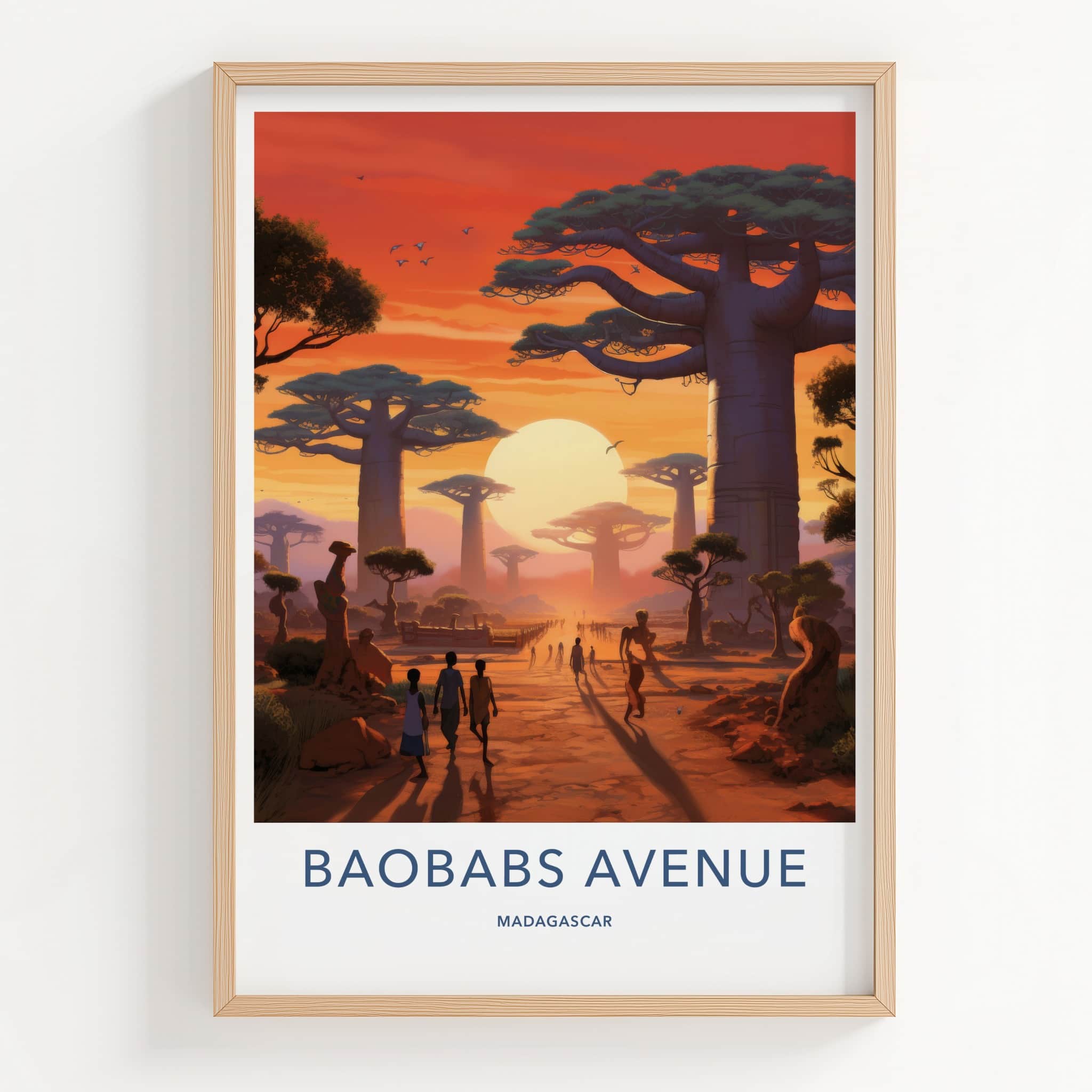 Baobabs Avenue Poster - Madagascar Travel Art - Sunset Baobab Alley Home Decor