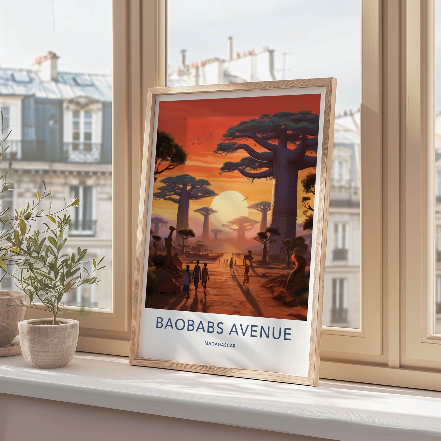 Baobabs Avenue Poster - Madagascar Travel Art - Sunset Baobab Alley Home Decor
