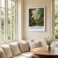 Barcelona Poster - Spain Travel Art - Sagrada Familia Avenue Home Decor