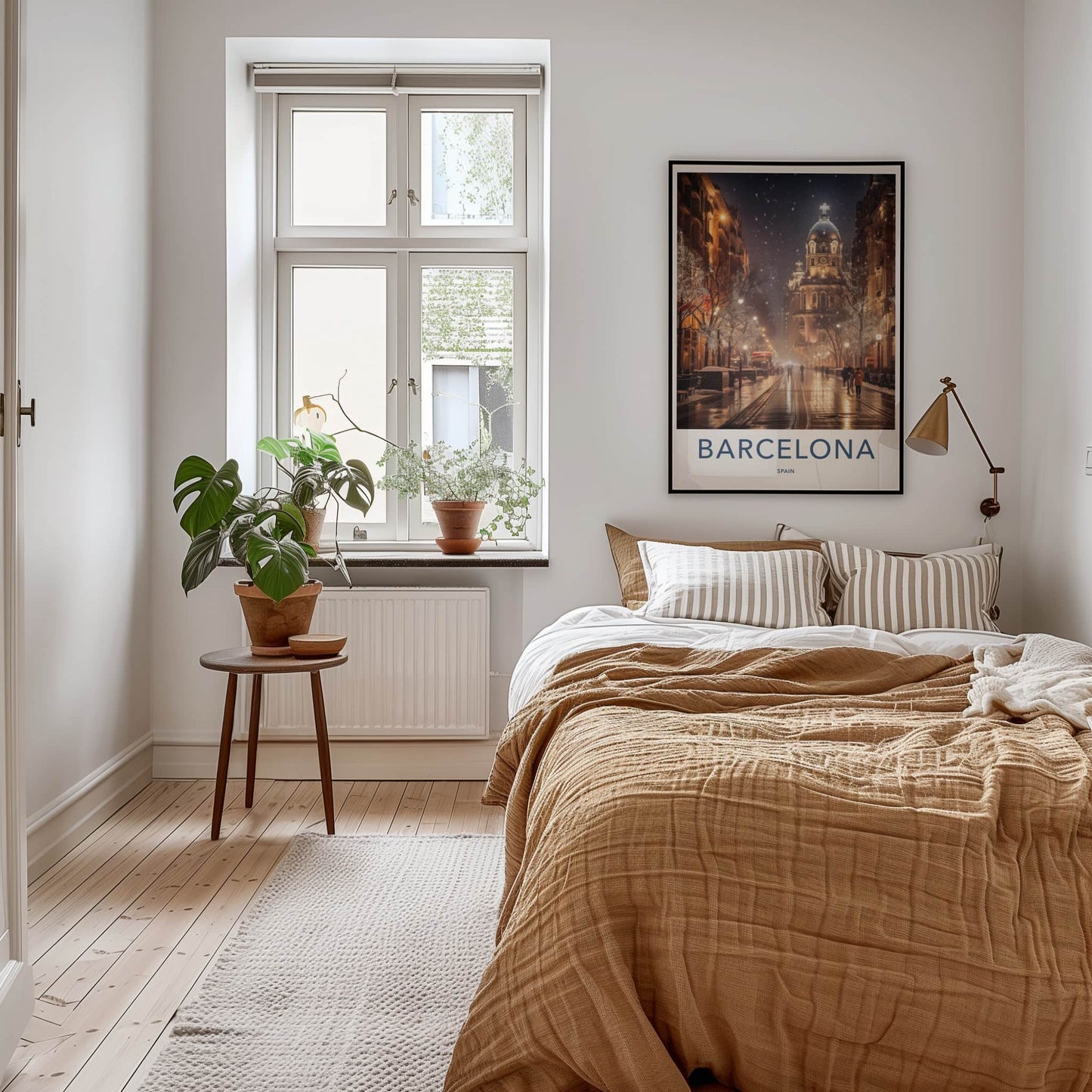 Barcelona Poster - Spain Travel Art - Winter City Lights Home Decor