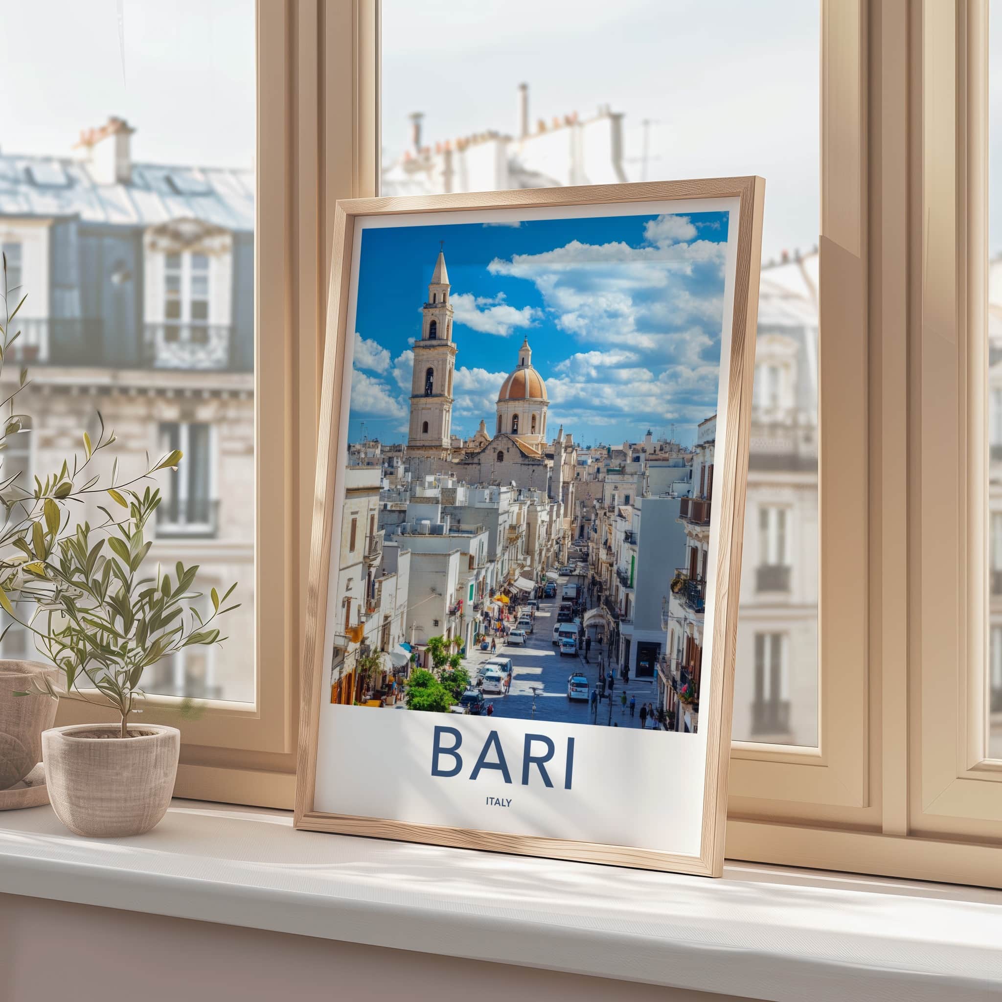 Bari Poster - Italy Framed Print - Bell Tower Dome Framed Decor