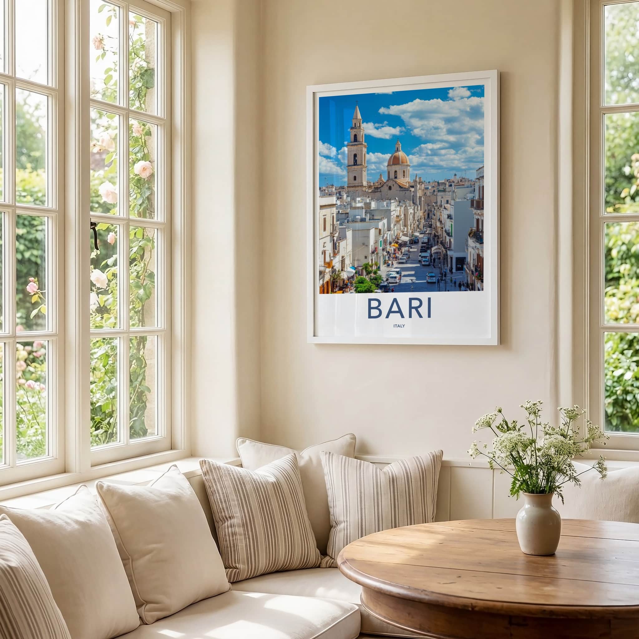 Bari Poster - Italy Framed Print - Bell Tower Dome Framed Decor