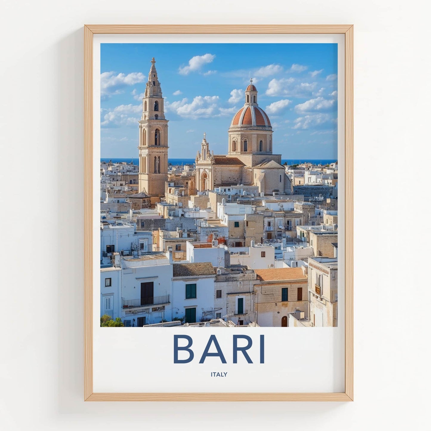 Bari Poster - Italy Travel Art - Bell Tower Dome Home Decor