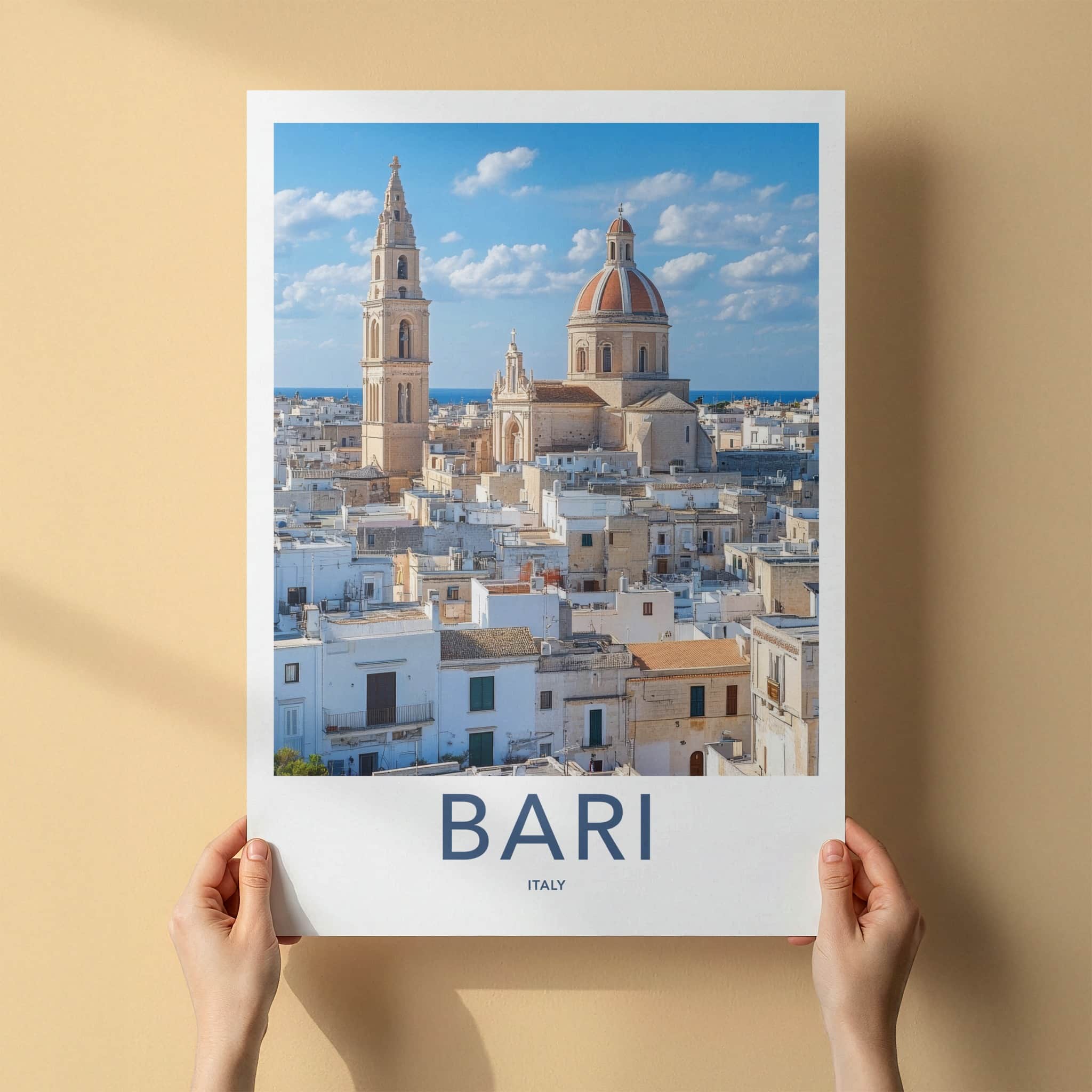 Bari Poster - Italy Travel Art - Bell Tower Dome Home Decor