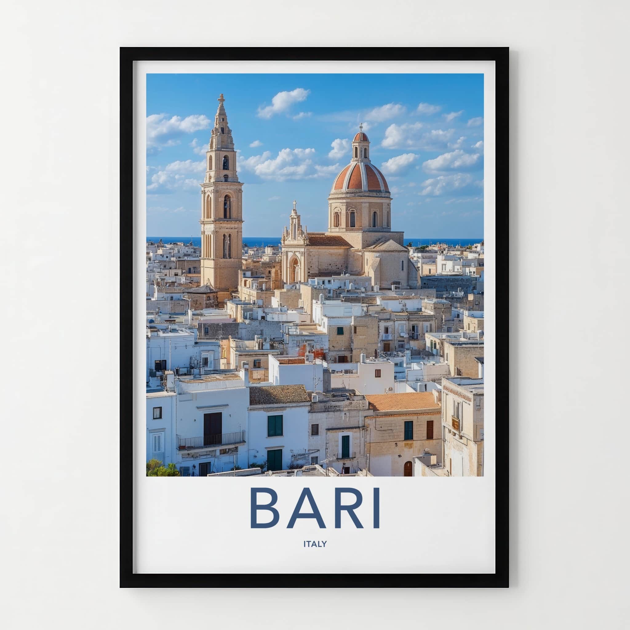 Bari Poster - Italy Travel Art - Bell Tower Dome Home Decor