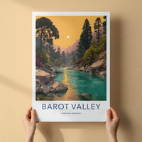 Barot Valley Poster - India Travel Art - Himachal Pradesh River Sunset Home Decor