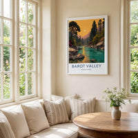 Barot Valley Poster - India Travel Art - Himachal Pradesh River Sunset Home Decor