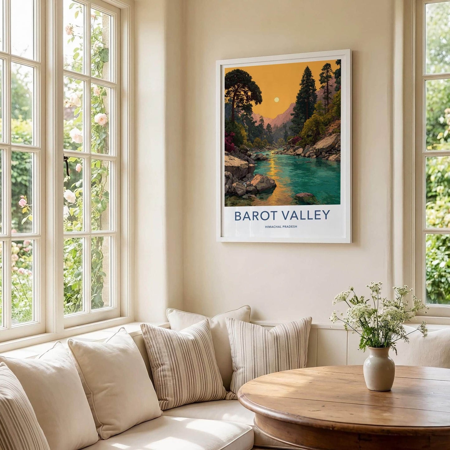 Barot Valley Poster - India Travel Art - Himachal Pradesh River Sunset Home Decor