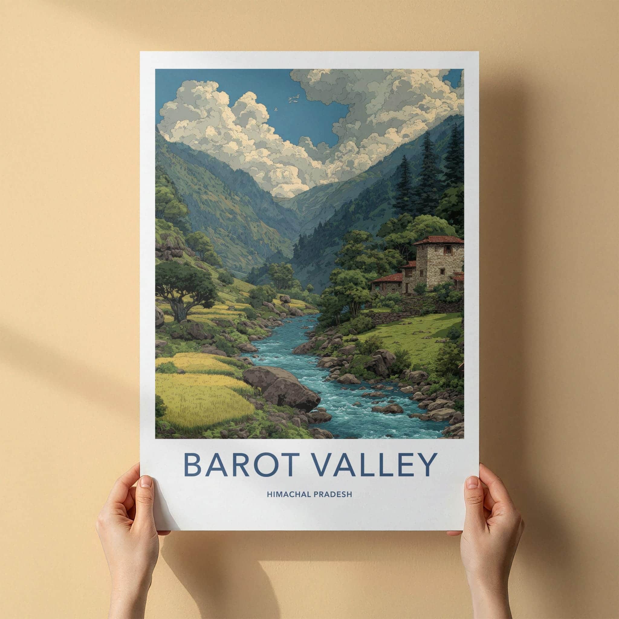 Barot Valley Poster - India Travel Art - Himachal Pradesh Rivers Home Decor