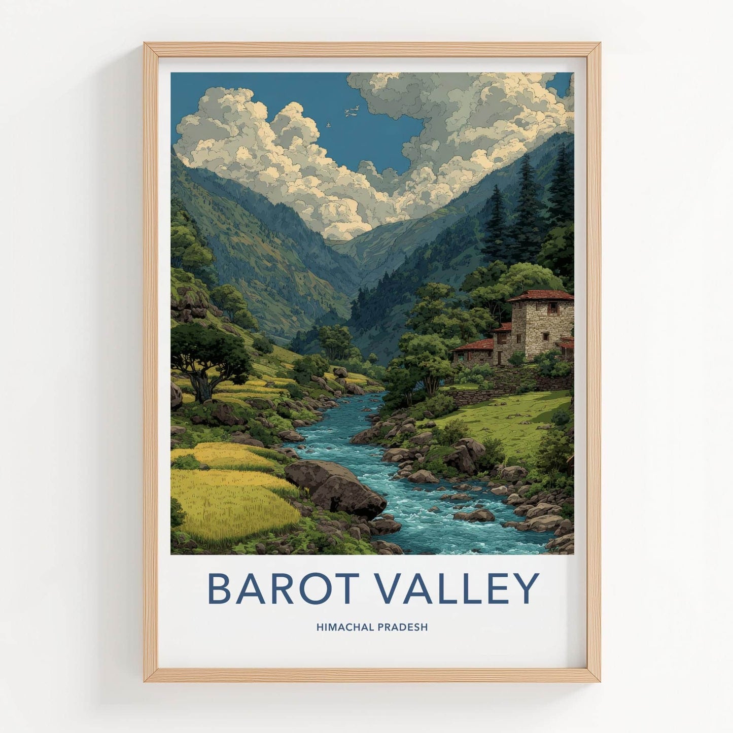 Barot Valley Poster - India Travel Art - Himachal Pradesh Rivers Home Decor