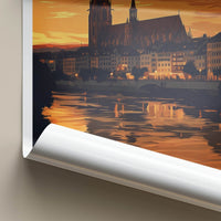 Basel Poster - Switzerland Travel Art - Golden Hour Cityscape Home Decor