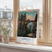 Bastei Poster - Germany Scenic Art - Towering Rock Bridge Home Art