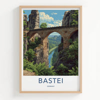 Bastei Poster - Germany Travel Art - Stone Arch Bridge Wall Decor