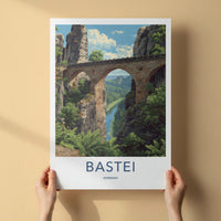 Bastei Poster - Germany Travel Art - Stone Arch Bridge Wall Decor