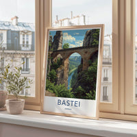 Bastei Poster - Germany Travel Art - Stone Arch Bridge Wall Decor
