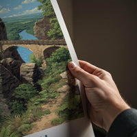 Bastei Poster - Germany Travel Art - Stone bridge peaks Wall Decor
