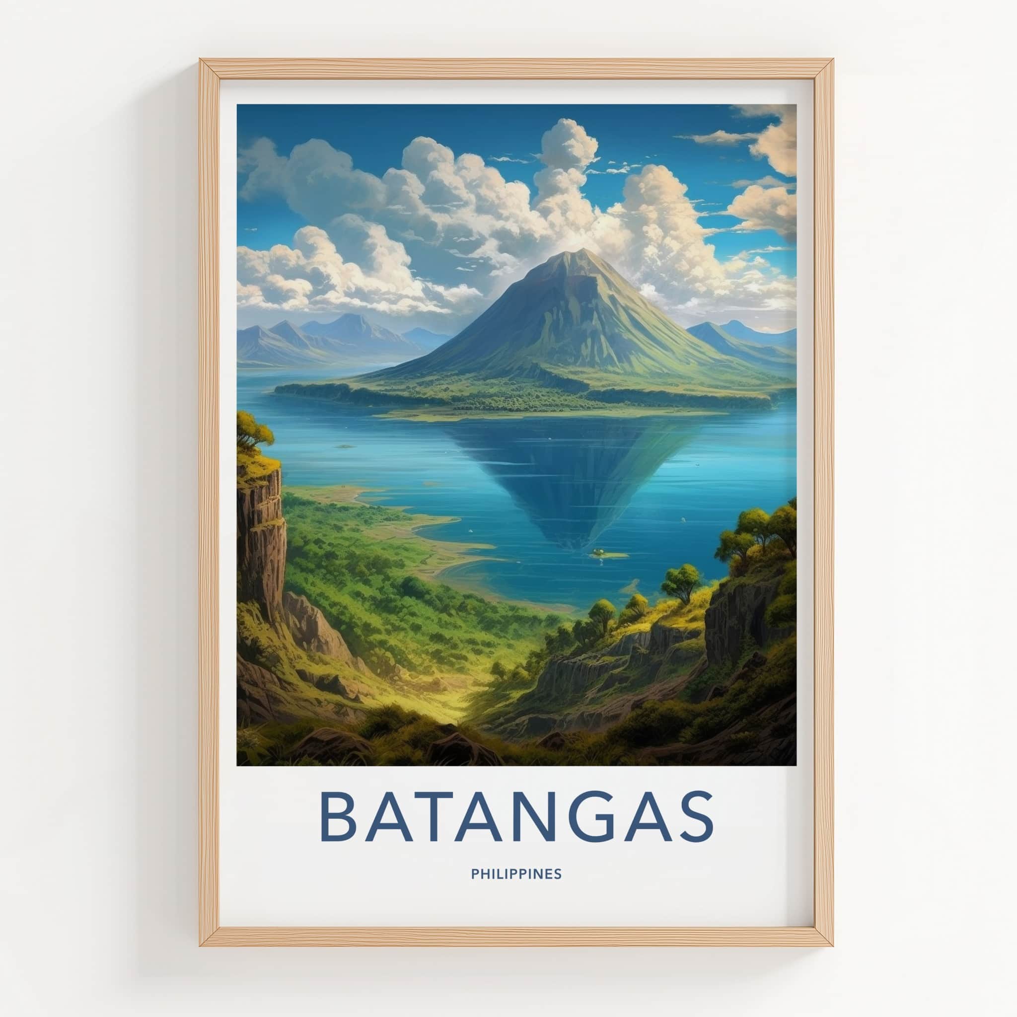Batangas Poster - Philippines Travel Art - Volcano Lake Reflection Home Decor