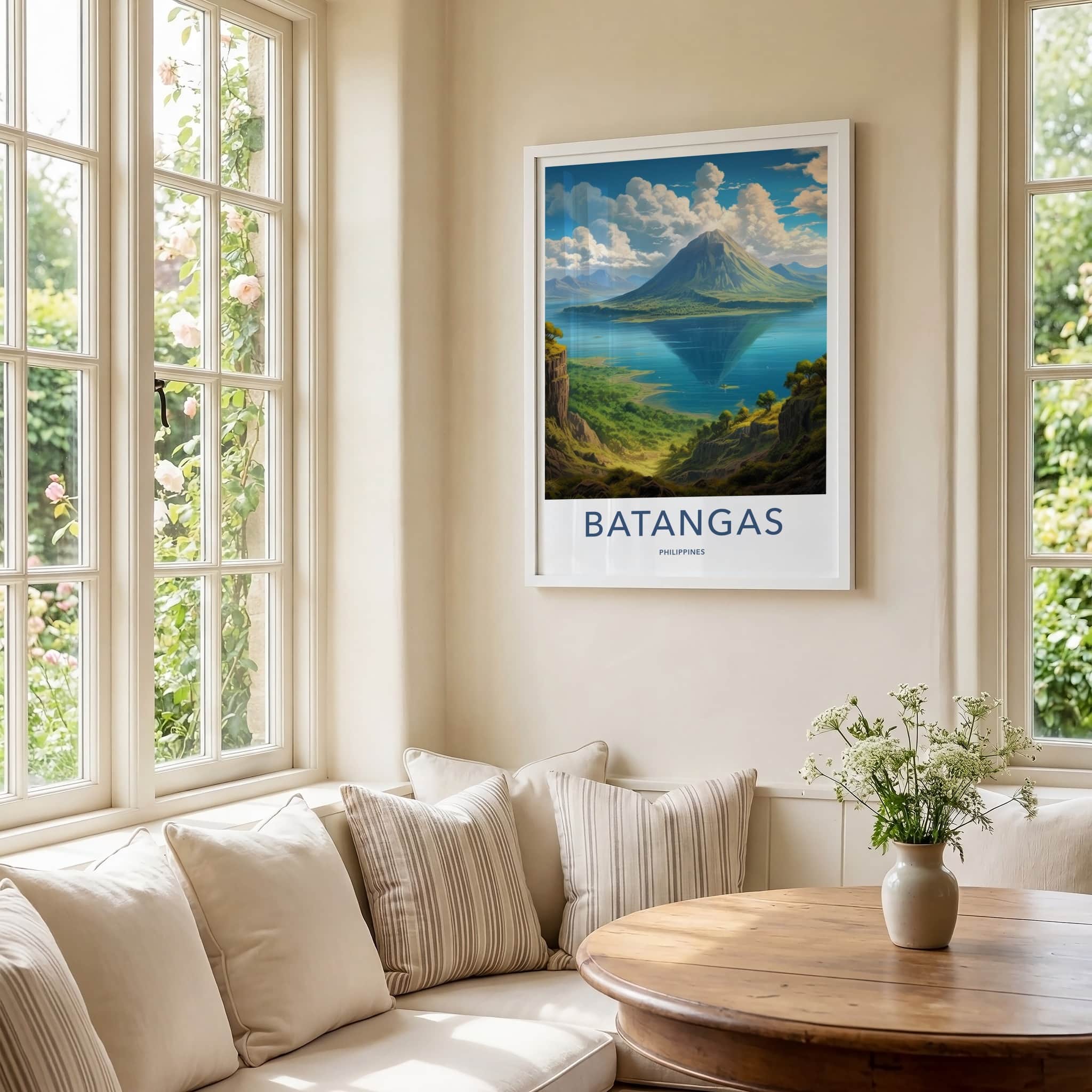 Batangas Poster - Philippines Travel Art - Volcano Lake Reflection Home Decor