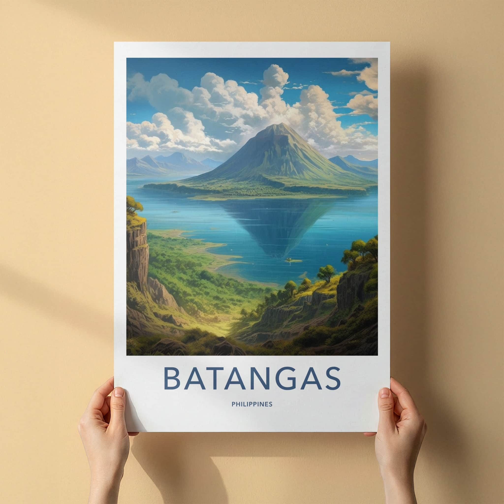 Batangas Poster - Philippines Travel Art - Volcano Lake Reflection Home Decor