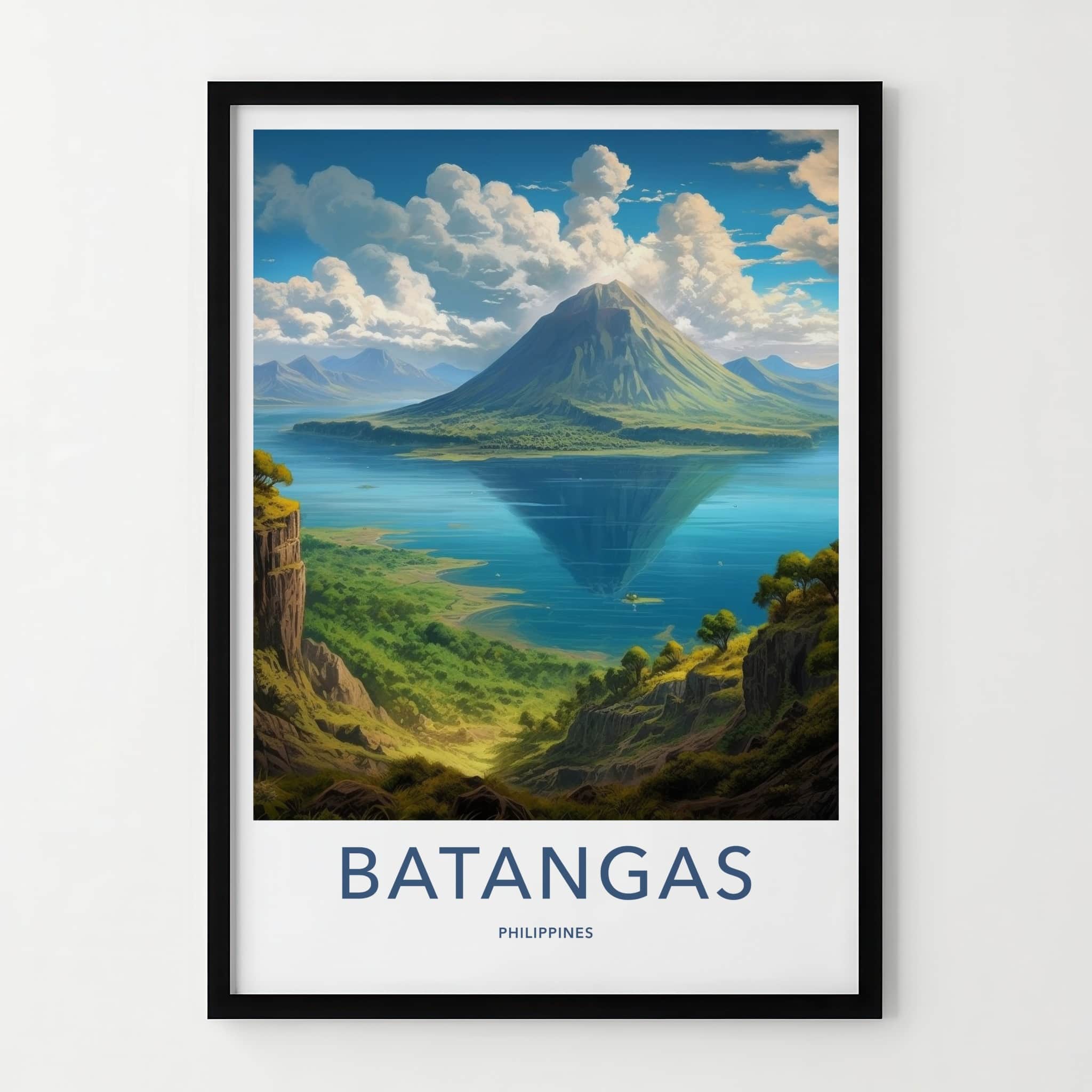 Batangas Poster - Philippines Travel Art - Volcano Lake Reflection Home Decor