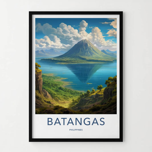 Batangas Poster - Philippines Travel Art - Volcano Lake Reflection Home Decor