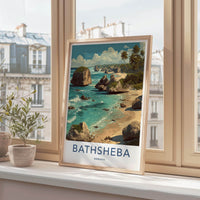Bathsheba Poster - Barbados Travel Art - Dramatic Rock Formations Wall Decor
