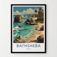 Bathsheba Poster - Barbados Travel Art - Dramatic Rock Formations Wall Decor