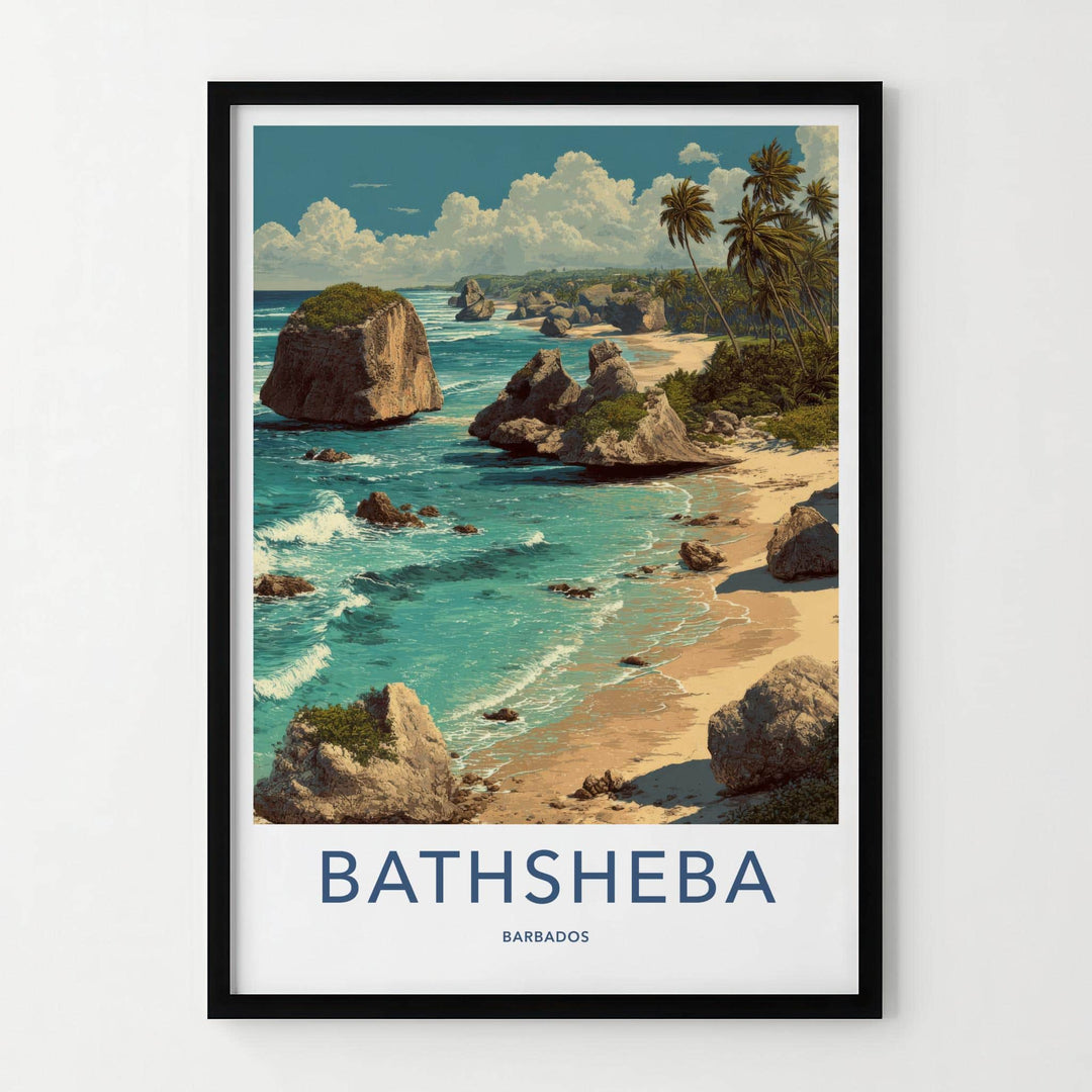 Bathsheba Poster - Barbados Travel Art - Dramatic Rock Formations Wall Decor