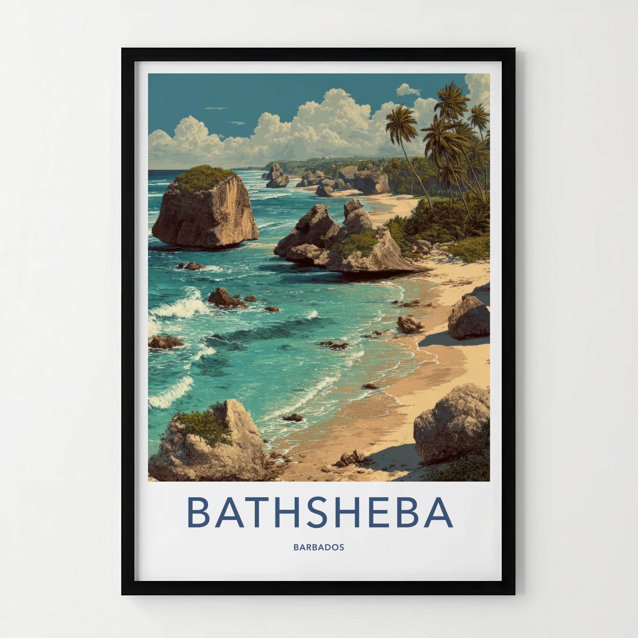 Bathsheba Poster - Barbados Travel Art - Dramatic Rock Formations Wall Decor