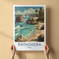 Bathsheba Poster - Barbados Travel Art - Dramatic Rock Formations Wall Decor
