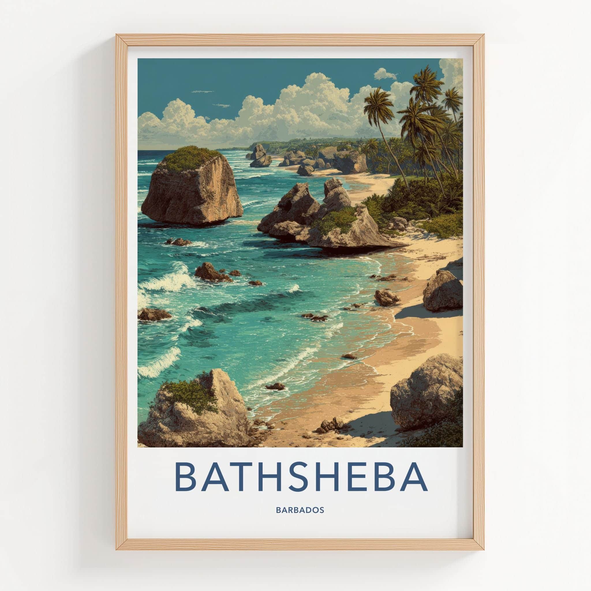 Bathsheba Poster - Barbados Travel Art - Dramatic Rock Formations Wall Decor