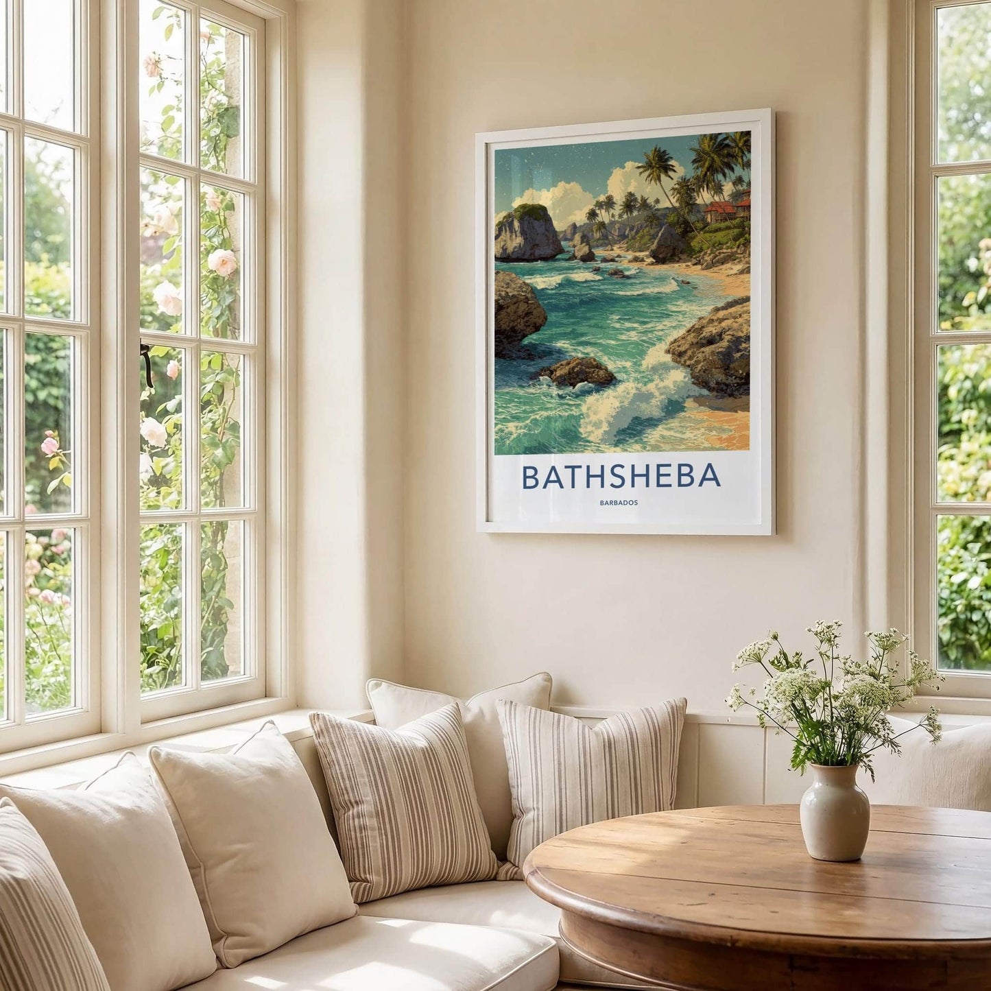Bathsheba Poster - Barbados Travel Art - Rocky Ocean Waves Home Decor