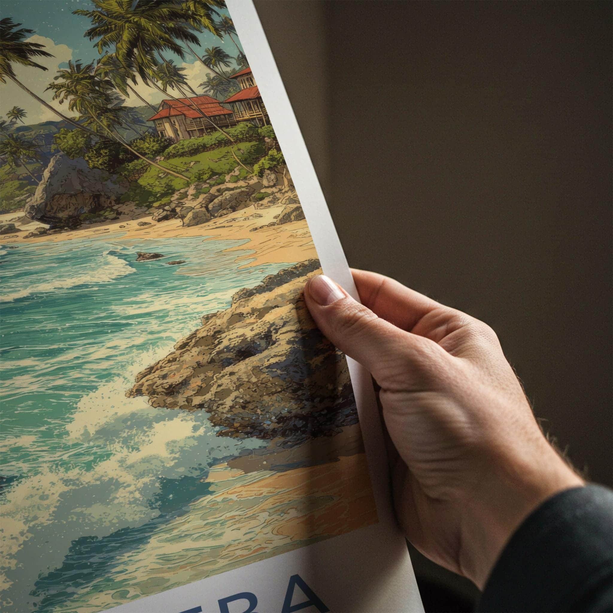 Bathsheba Poster - Barbados Travel Art - Rocky Ocean Waves Home Decor
