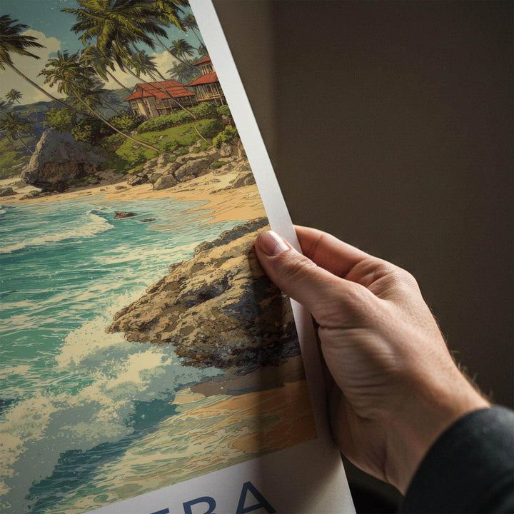 Bathsheba Poster - Barbados Travel Art - Rocky Ocean Waves Home Decor