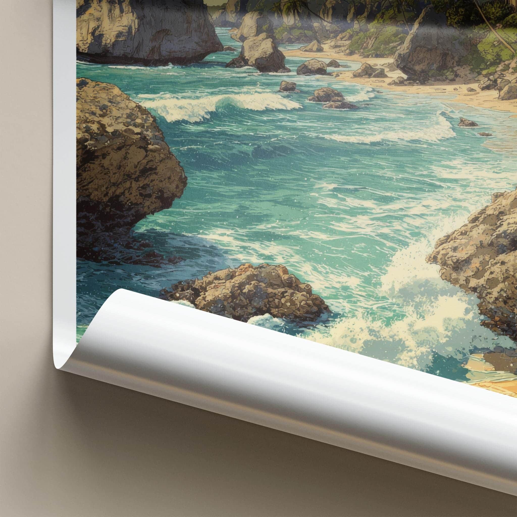 Bathsheba Poster - Barbados Travel Art - Rocky Ocean Waves Home Decor
