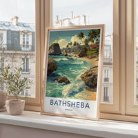 Bathsheba Poster - Barbados Travel Art - Rocky Ocean Waves Home Decor