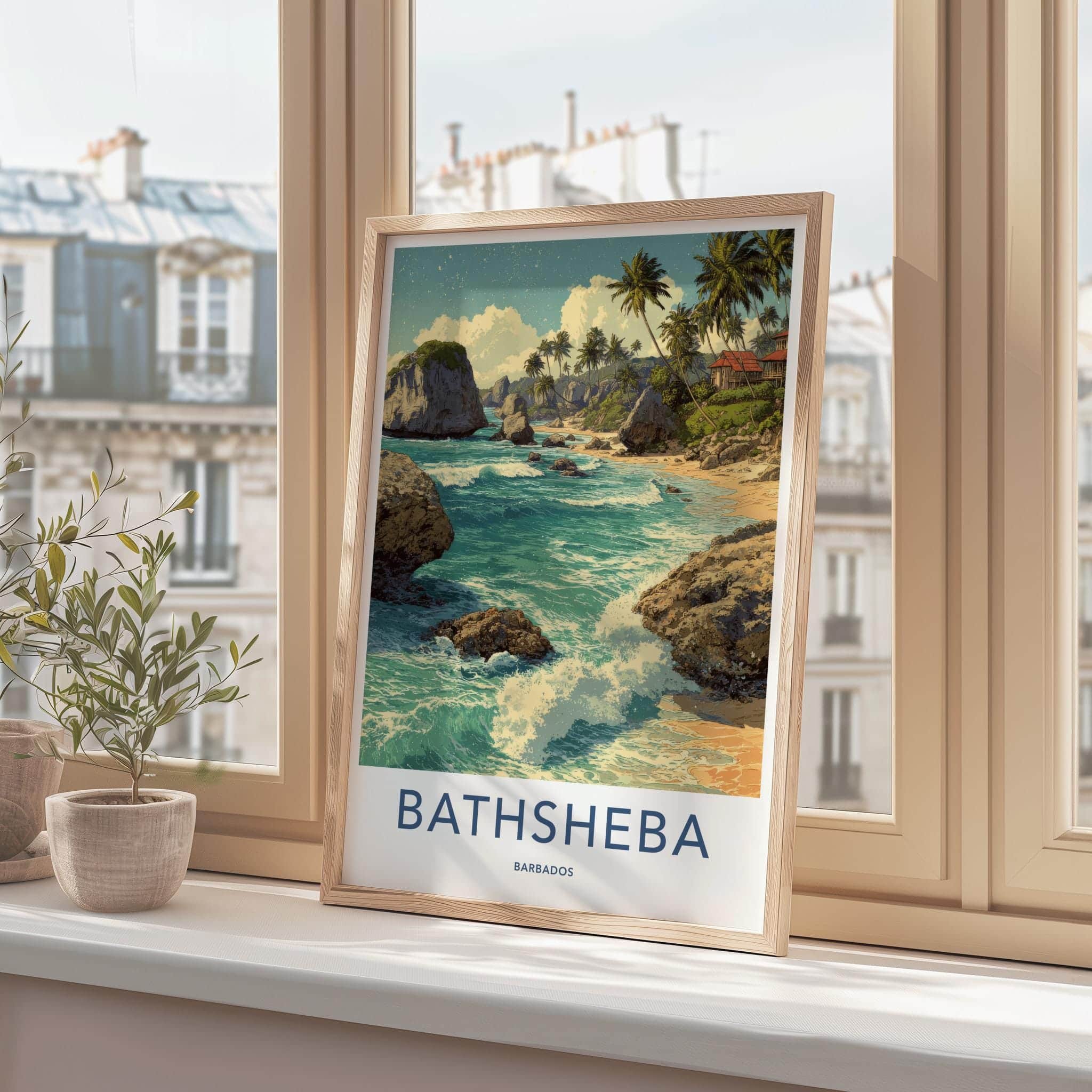 Bathsheba Poster - Barbados Travel Art - Rocky Ocean Waves Home Decor
