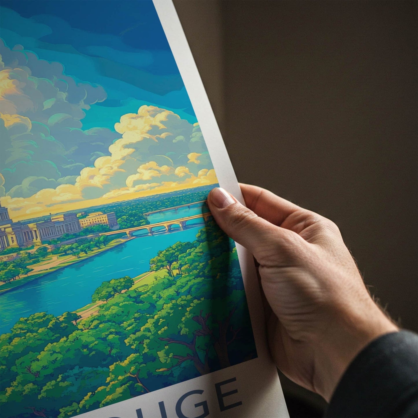 Baton Rouge Poster - Louisiana Travel Art - Lush River Capitol Home Decor