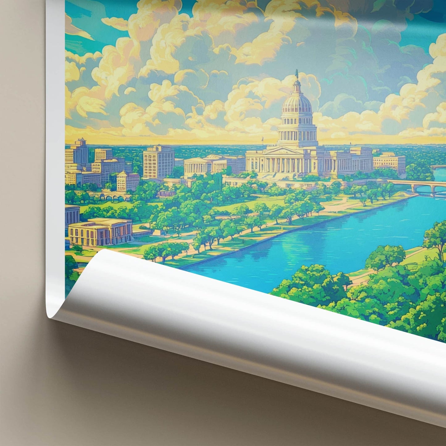 Baton Rouge Poster - Louisiana Travel Art - Lush River Capitol Home Decor