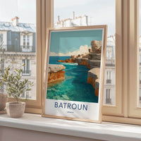 Batroun Poster - Lebanon Travel Art - Rugged Coastal Cliffs Home Decor