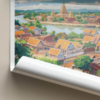 Battambang Poster - Cambodia Travel Art - Riverside Temple Town Home Decor