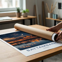 Battambang Poster - Cambodia Travel Art - Temple Night Sky Wall Decor