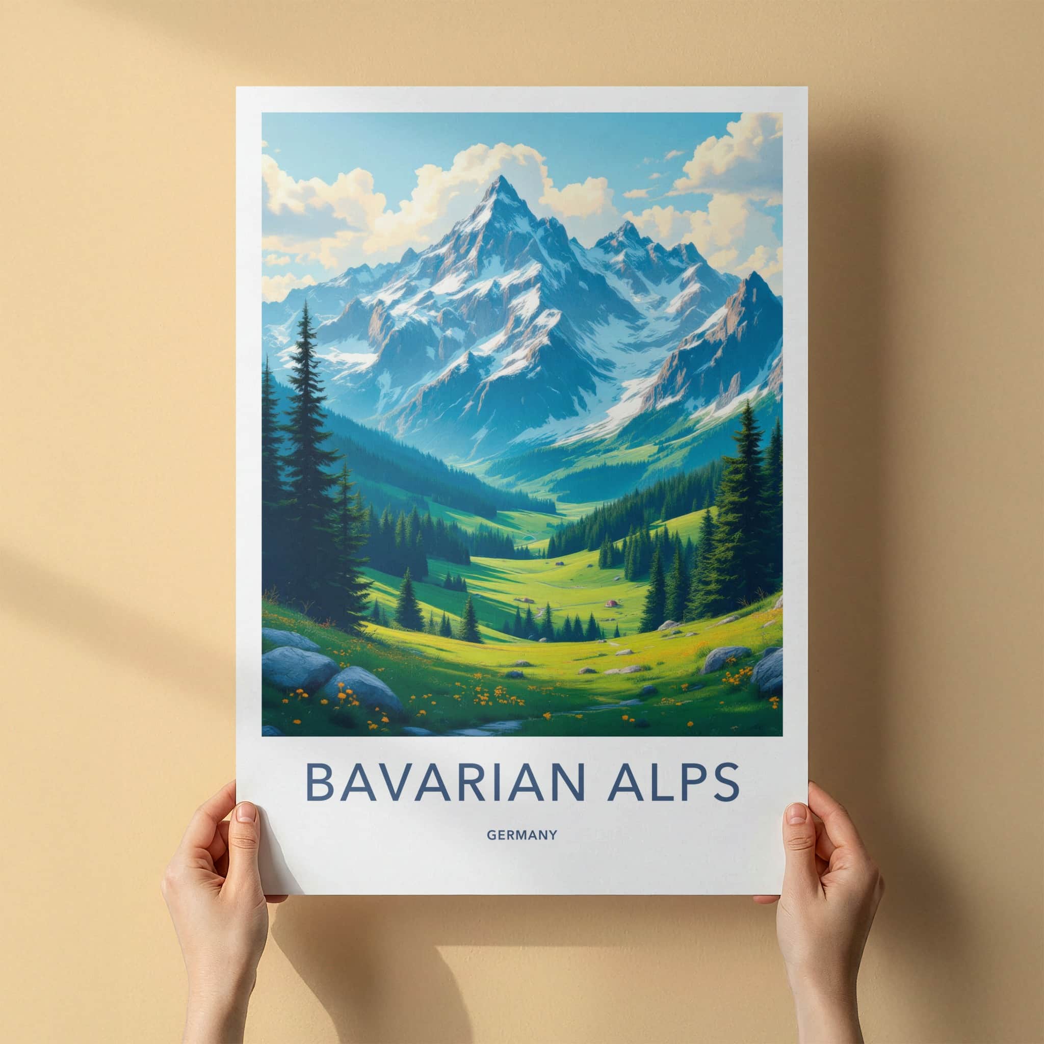 Bavarian Alps Poster - Germany Travel Art - Majestic Mountain Valley Home Decor