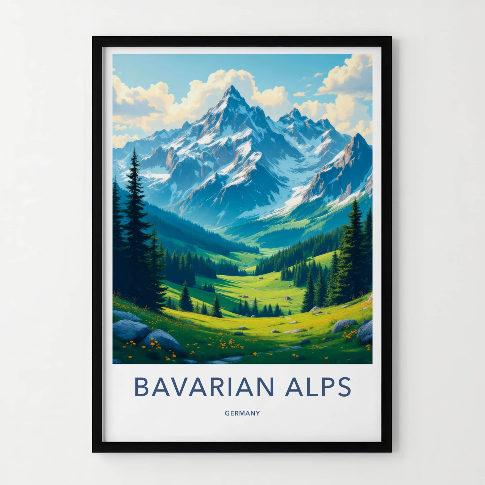 Bavarian Alps Poster - Germany Travel Art - Majestic Mountain Valley Home Decor