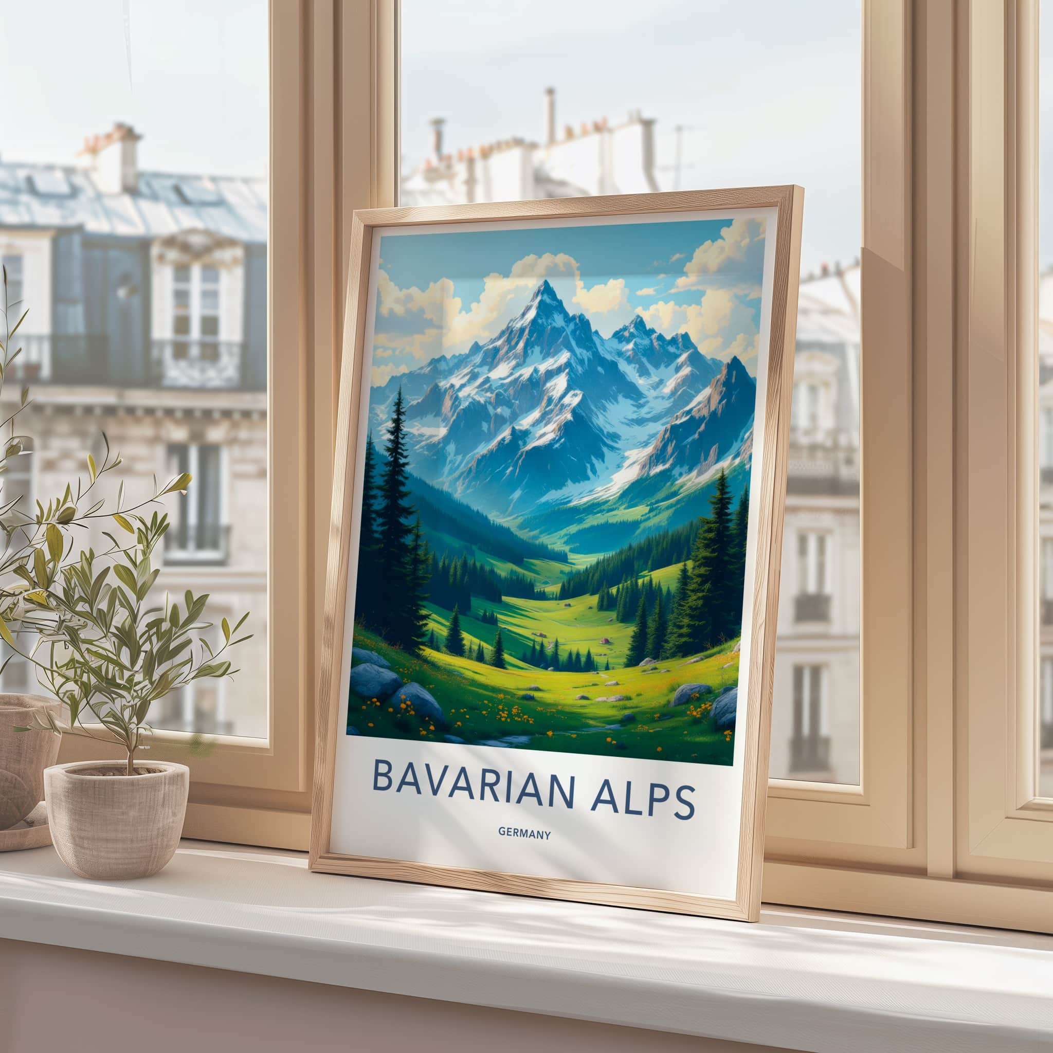 Bavarian Alps Poster - Germany Travel Art - Majestic Mountain Valley Home Decor