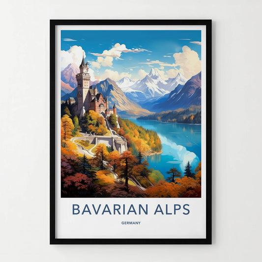 Bavarian Alps Poster - Neuschwanstein Castle Print