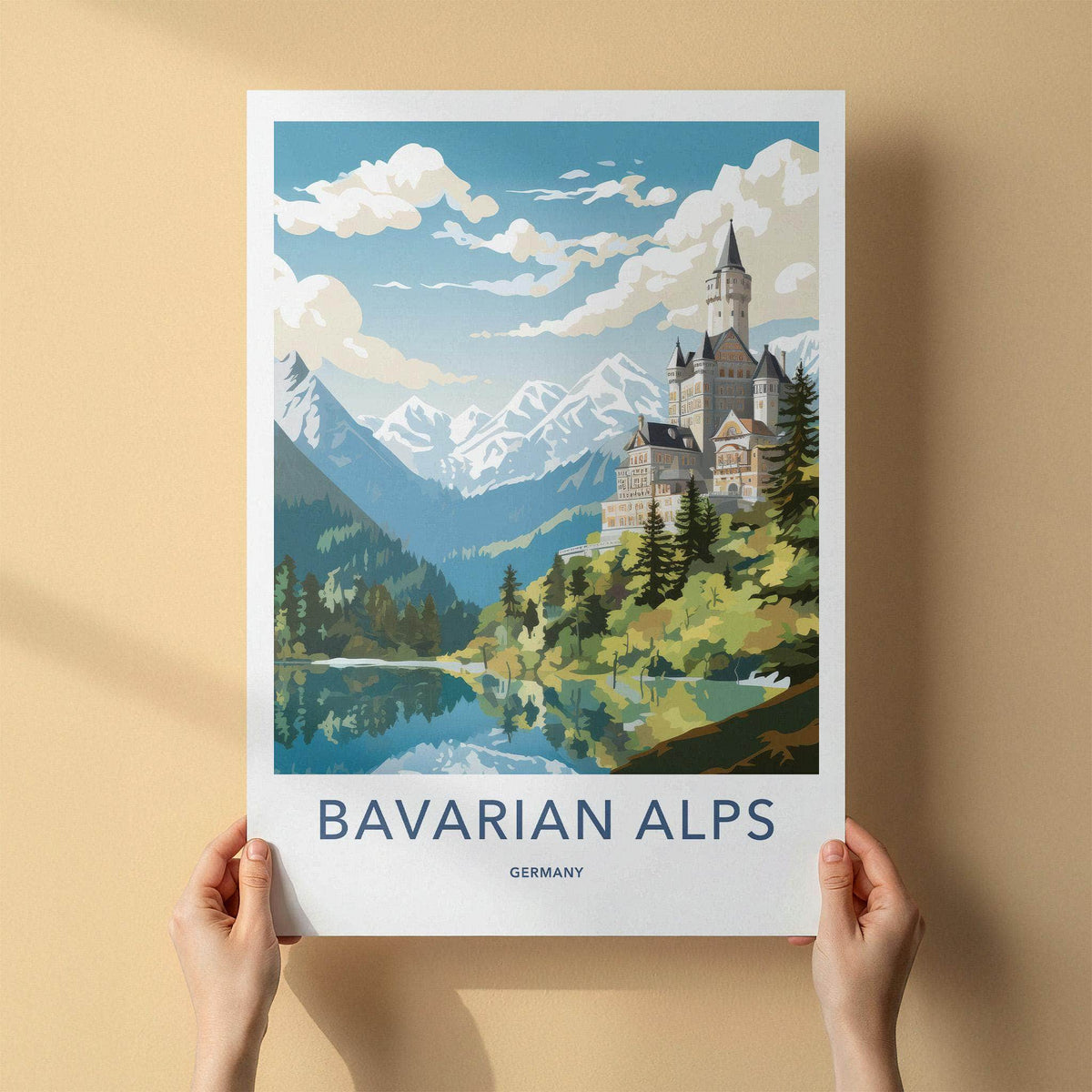 Bavarian Alps Poster - Scenic Mountain Landscape Print With Medieval
