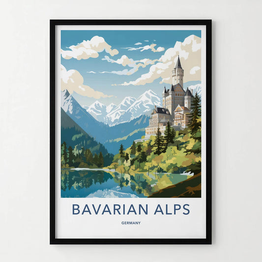 Bavarian Alps Poster - Scenic Mountain Landscape Print With Medieval