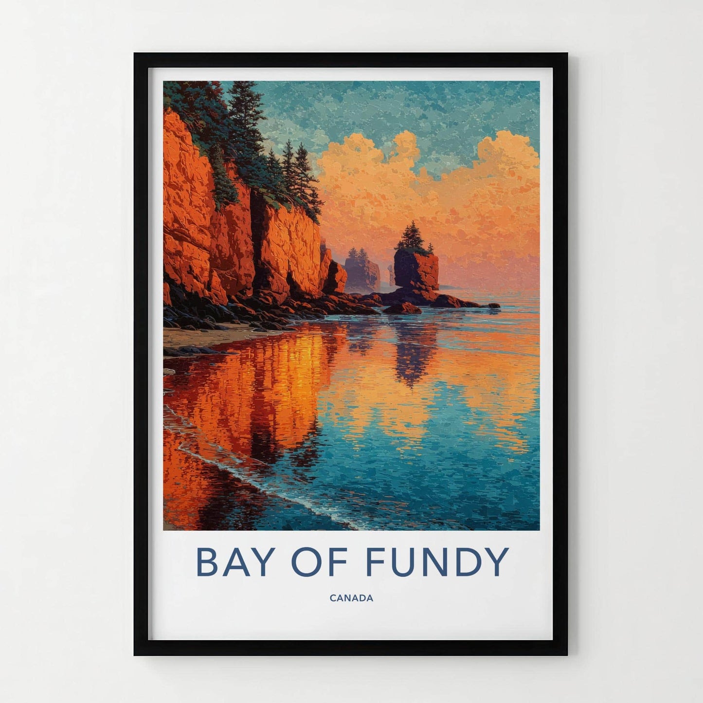 Bay of Fundy Poster - Canada Scenic Art - Fiery coastal cliffs Wall Decor